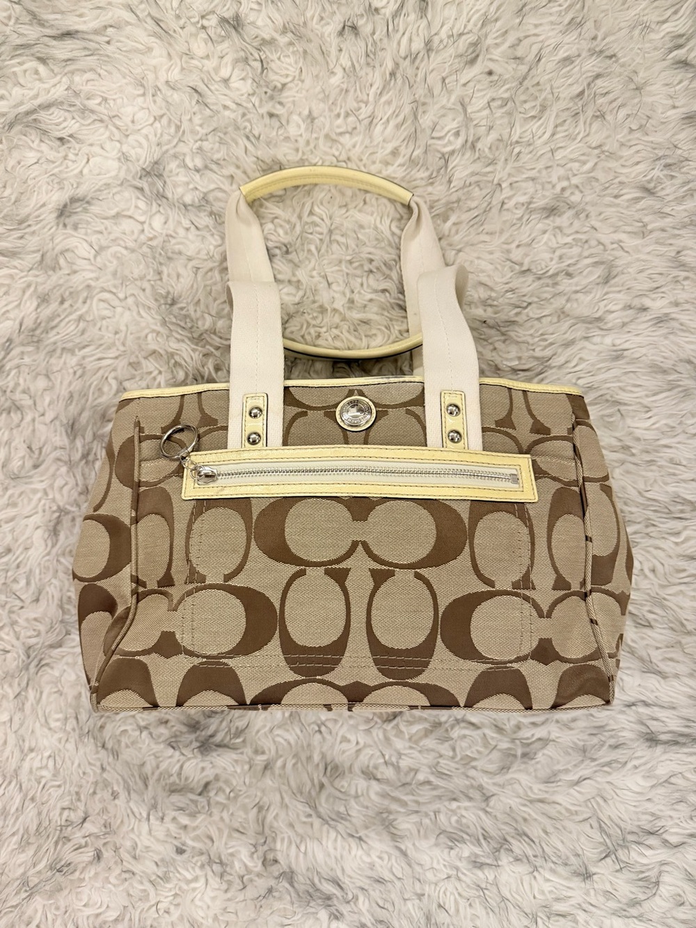 Coach ‘Daisy’ Signature Tote Bag - Khaki / Yellow